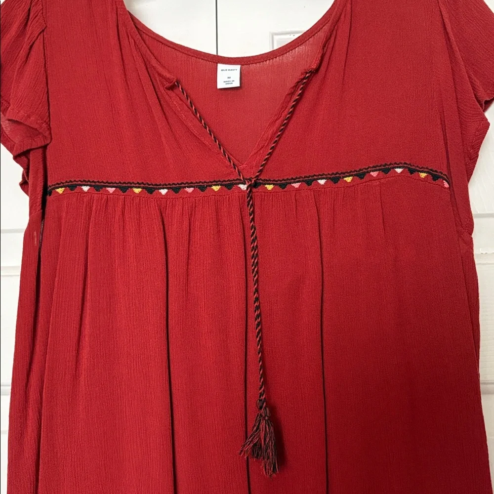 Old Navy reddish/burnt orange Blouse with Tassel Accent